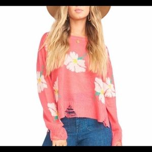 Show me your mumu Seco distressed daisy floral sweater